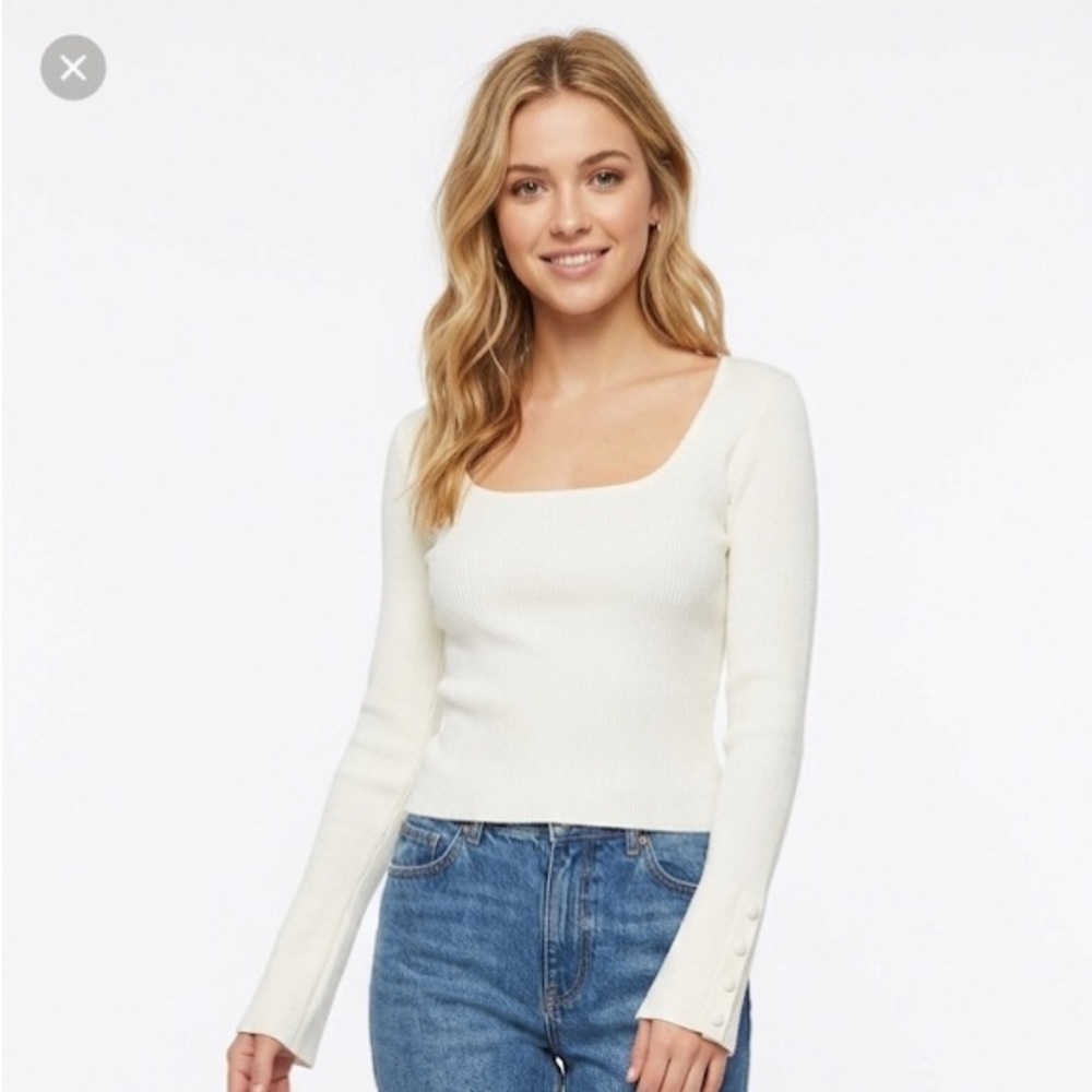 Forever 21 white ribbed top size large